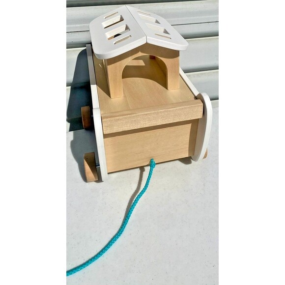 Wooden Noah's Ark Pull Toy Boat Animal Shape Sorter Painted Bible Story Toddler - Picture 7 of 16